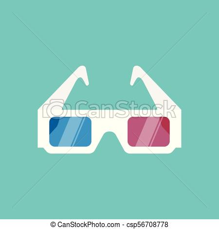 450x470 3d Glasses Vector Illustration. Flat Style Design.