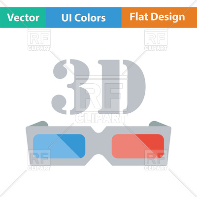 400x400 Flat Color Design Of 3d Glasses Icon In Ui Colors Vector Image