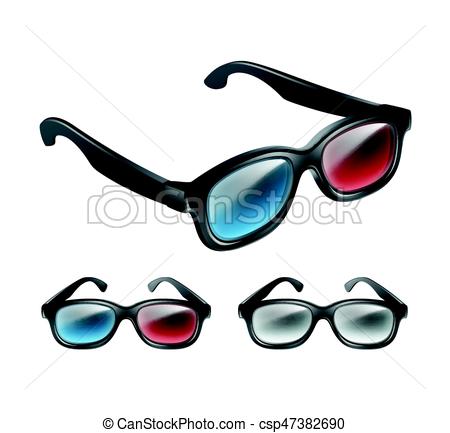 450x433 Set Of 3d Glasses. Vector Set Of Black Plastic 3d Glasses In