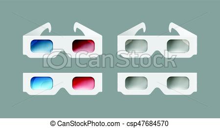 450x263 Set Of 3d Glasses. Vector Set Of White Paper 3d Glasses Top, Front