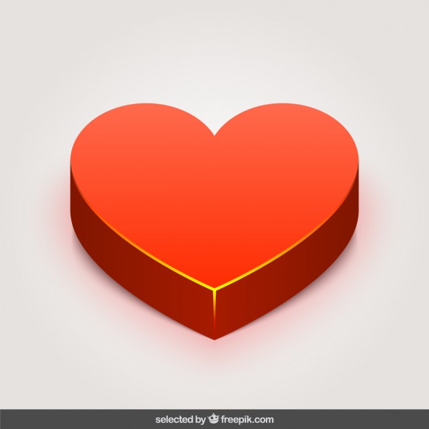 626x626 3d Red Heart Vector Free Download