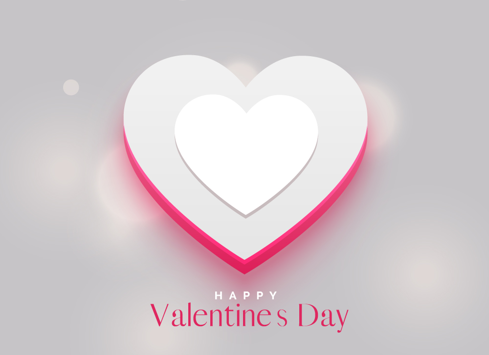 1000x727 Happy Valentines Day Card With 3d Heart Vector Free Download
