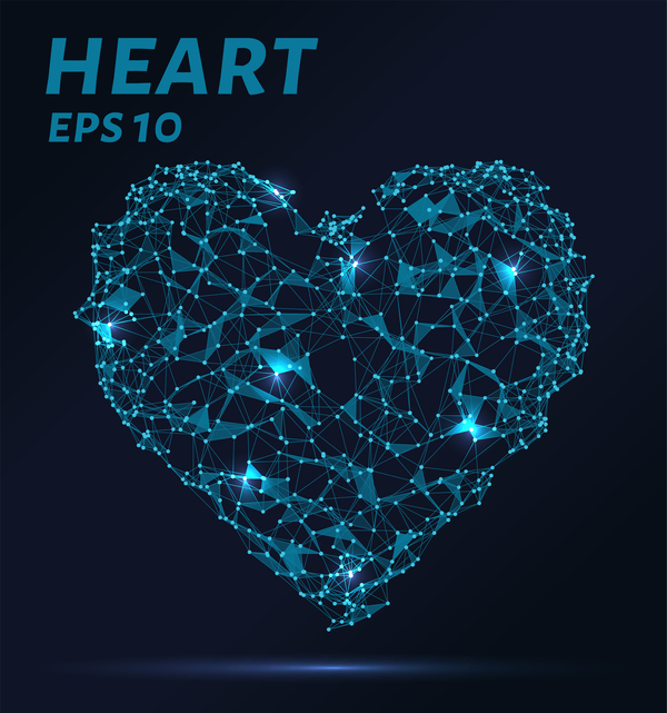 600x641 Points Lines And 3d Heart Vector Free Download