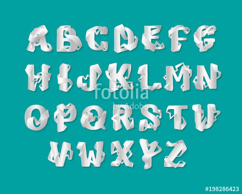 500x400 3d Origami Alphabet Set Of Uppercase Letters. Vector Isolated