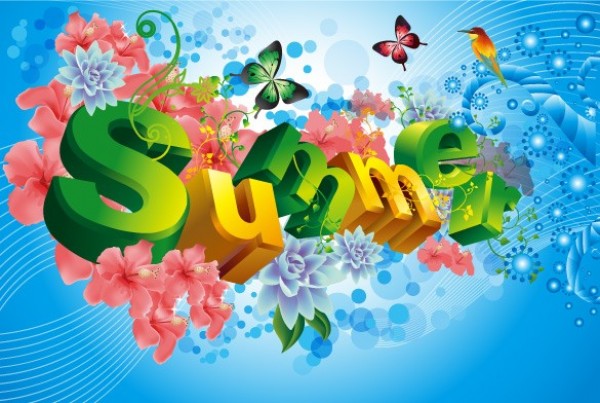 600x403 3d Letters Summer Vector Abstract Background