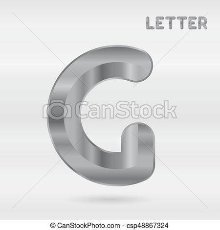 450x470 Metallic Alphabet. Set Of Stainless 3d Letters. Vector Letter G.