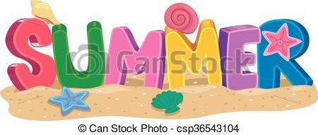 450x191 Vector Illustration Of Summer 3d Letters With Elements.
