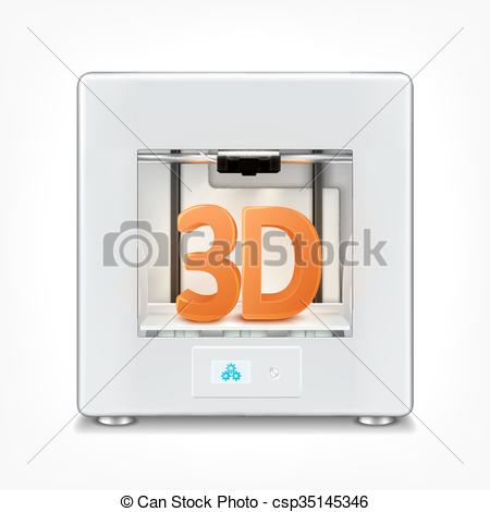 450x470 Illustration Of Realistic Office 3d Printer. 3d Printing Concept.