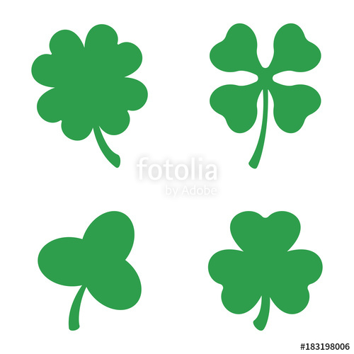 500x500 Set Of Three And Four Leaf Clovers. Vector Icon. St Patricks Day