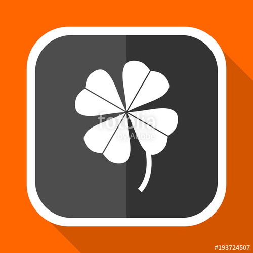 500x500 Four Leaf Clover Vector Icon. Flat Design Square Internet Gray