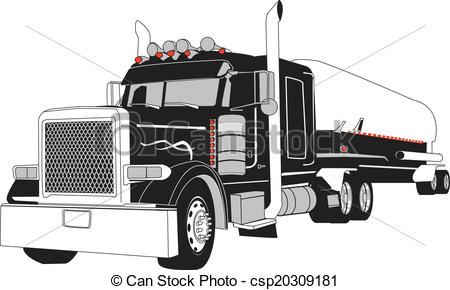 450x290 Semi Tanker Truck. 18 Wheeler, Semi Truck 34 Head On Veiw Vector.