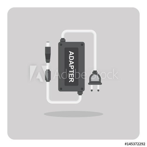 500x500 Vector Of Flat Icon, Laptop Adapter On Isolated Background