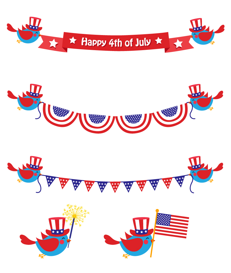 800x942 Happy 4th Of July Birds Flags Vector Free Vector Graphic Download