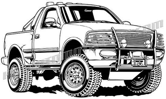 550x328 Ford F 150 4x4 Pickup Truck Vector Clip Art, Buy Two Images Get