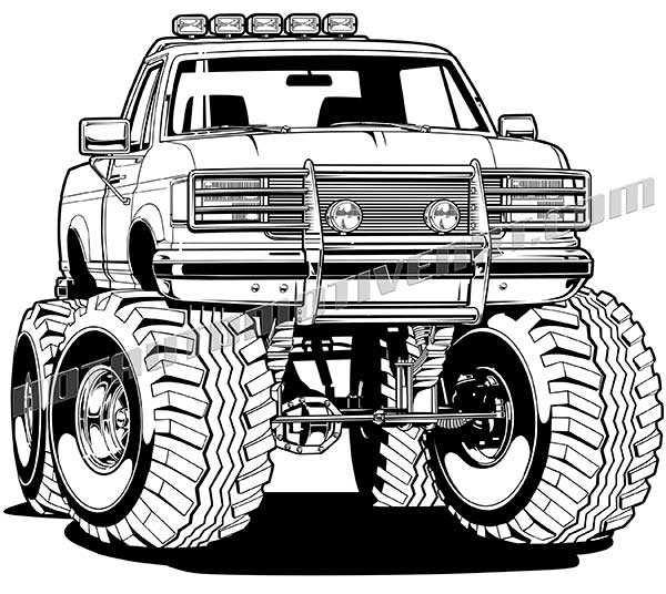 600x536 1996 Ford F 150 4x4 Pickup Truck Vector Clip Art, Buy Two Images
