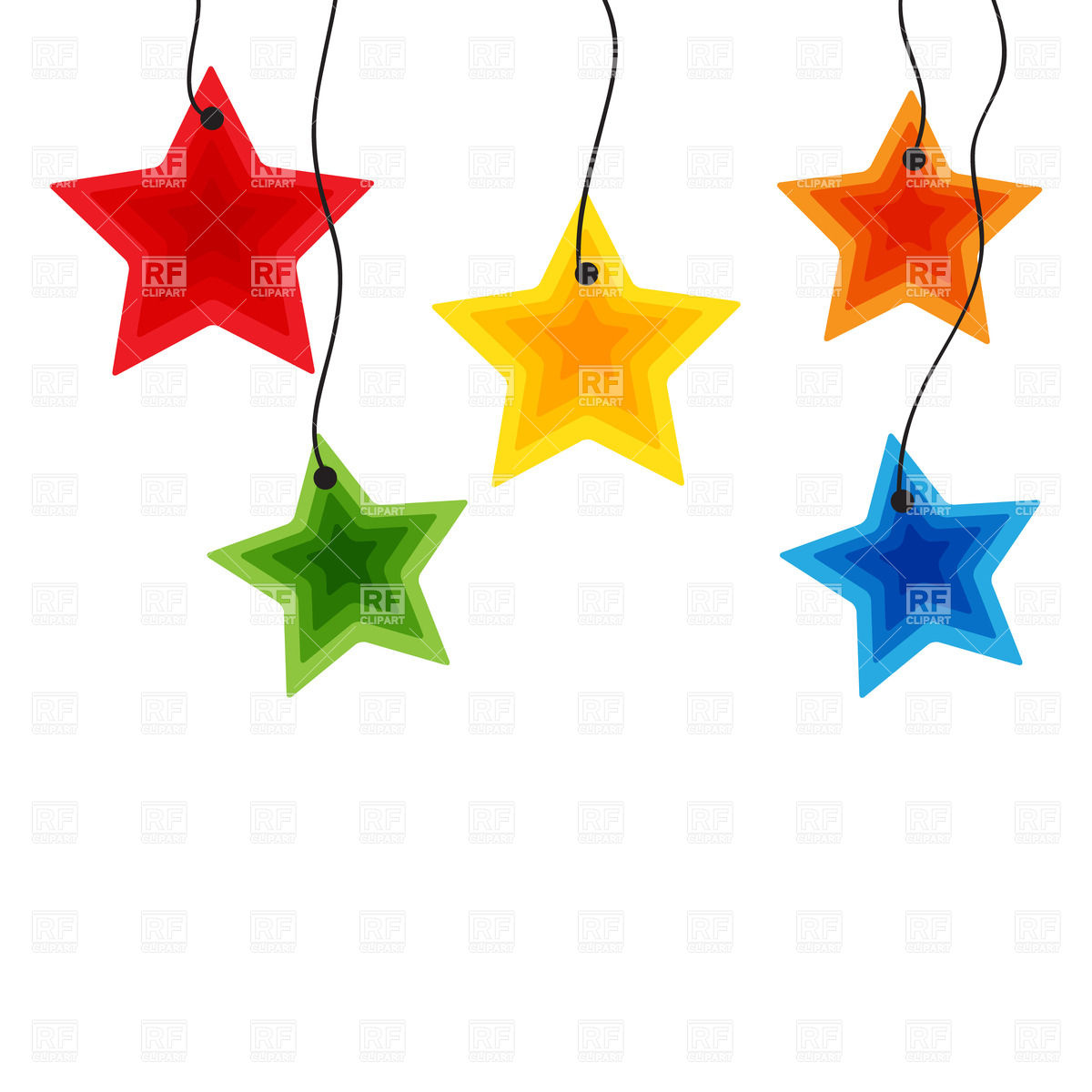 1200x1200 Five Colorful Hanging Stars Vector Image Vector Artwork Of