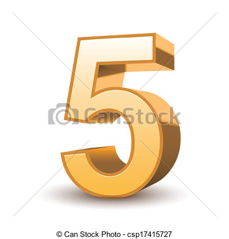450x470 3d Shiny Golden Number 5 On White Background.