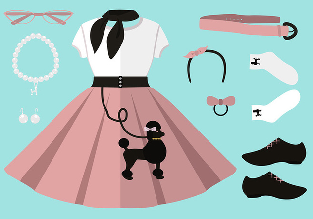632x443 50s Poodle Skirt Outfit Set Free Vector Free Vector Download