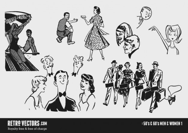 626x443 50s And 60s Men Amp Women Vector Free Download