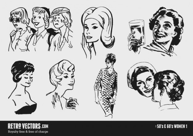 626x443 50s And 60s Women Vector Free Download