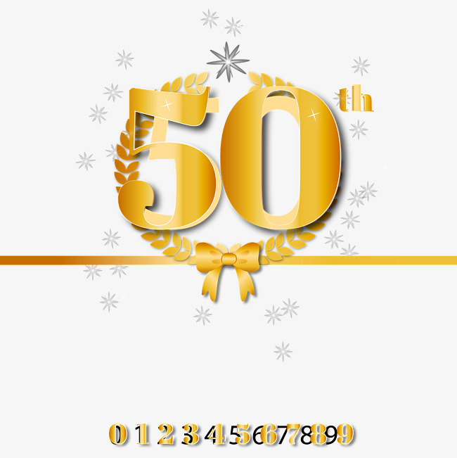650x651 Golden 50th Anniversary Vector Material, Golden 50th Anniversary