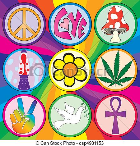 450x470 Nine 60s Icons On A Rainbow Background On Three Layers For Easy