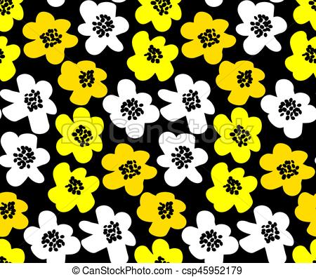 450x395 Vivid Color Summer Floral Vector Illustration In Retro 60s Style