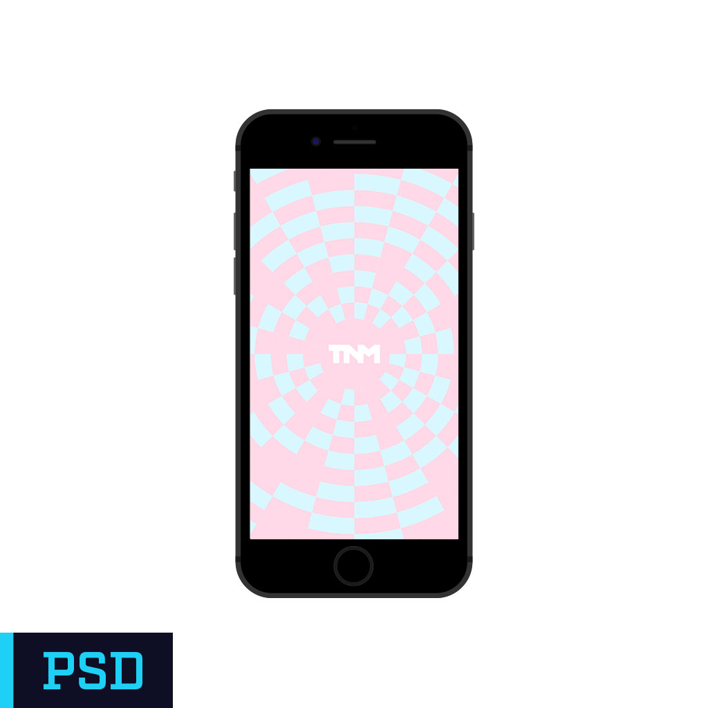 1024x1024 Flat Vector Mockup Photoshop Template For Apple Iphone 7 Black