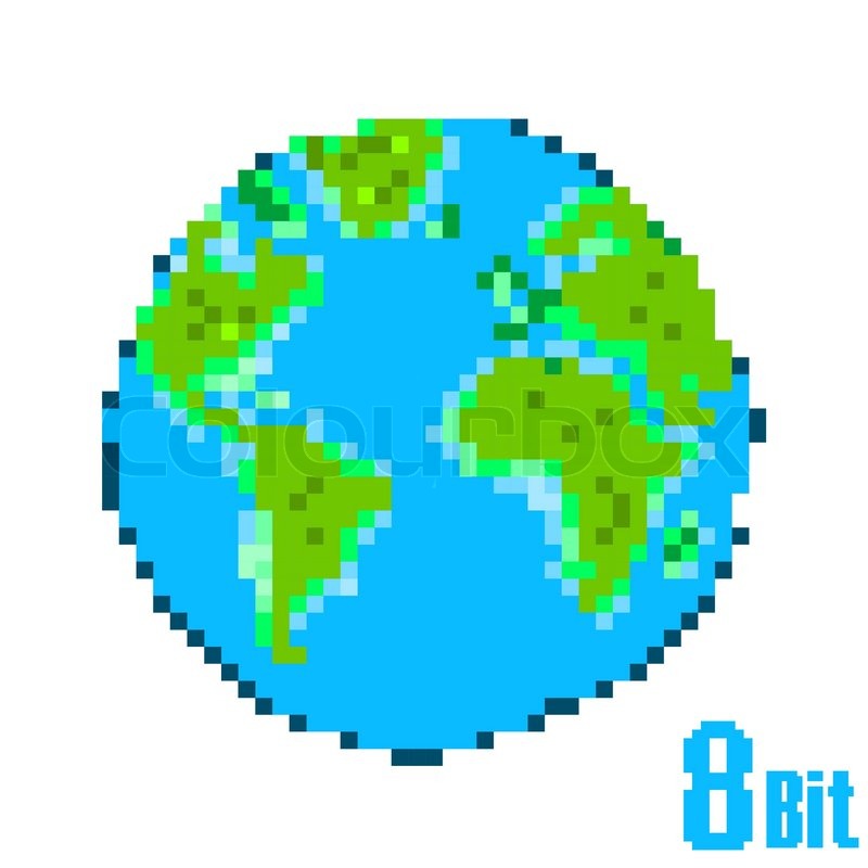 800x800 Earth Day Pixel. Save The Earth Concept Style 8 Bit. Stock