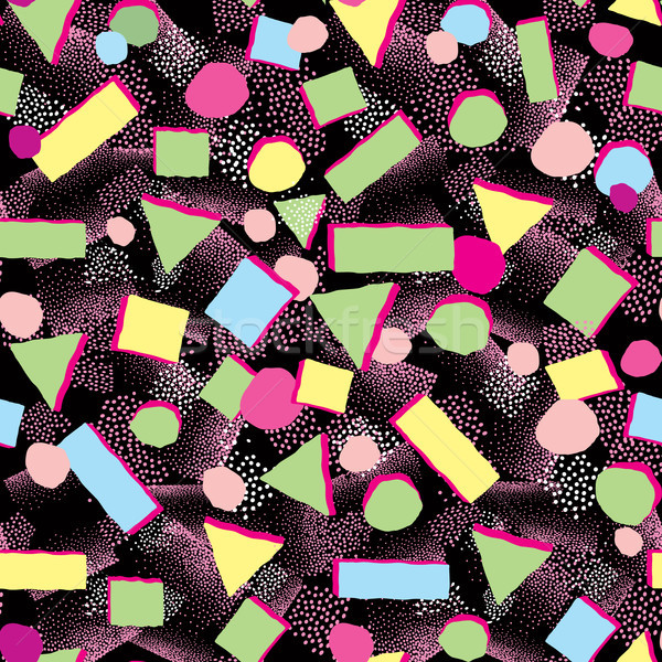 600x600 Abstract Geometric Seamless Pattern. Dotted Tile Background Of 80s