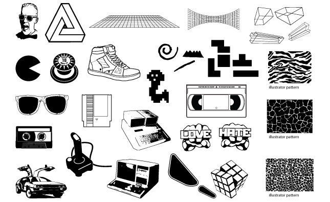 645x395 Adobe Illustrator 80s Vector Pack