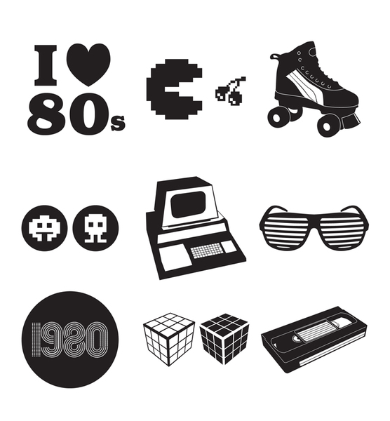 556x600 Retro 80s Elements Vector Free Vector Download In .ai, .eps