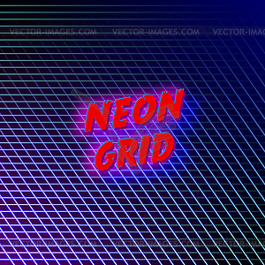 300x300 Bright Neon Grid Lines Glowing Background With 80s