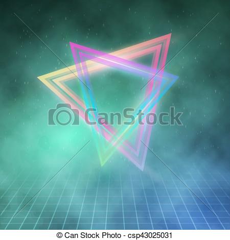 450x470 Illustration Of Neon Triangle Disco Poster Template 80s... Vectors