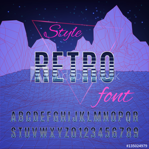 500x500 Low Poly Landscape. Background In Style Arcades The 80s. Vector