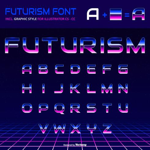 490x490 Shiny Alphabet 80s Retro Futurism Graphic Style Vector