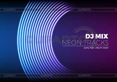 400x279 Vinyl Grooves As Neon Lines Background. With 80s Stock Vector