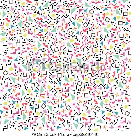 450x470 Colorful Festive Seamless Pattern. Retro Memphis Style, Fashion 80