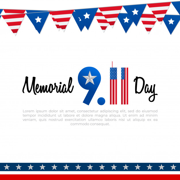 626x626 911 Memorial Day Poster With American Flag Vector Premium Download