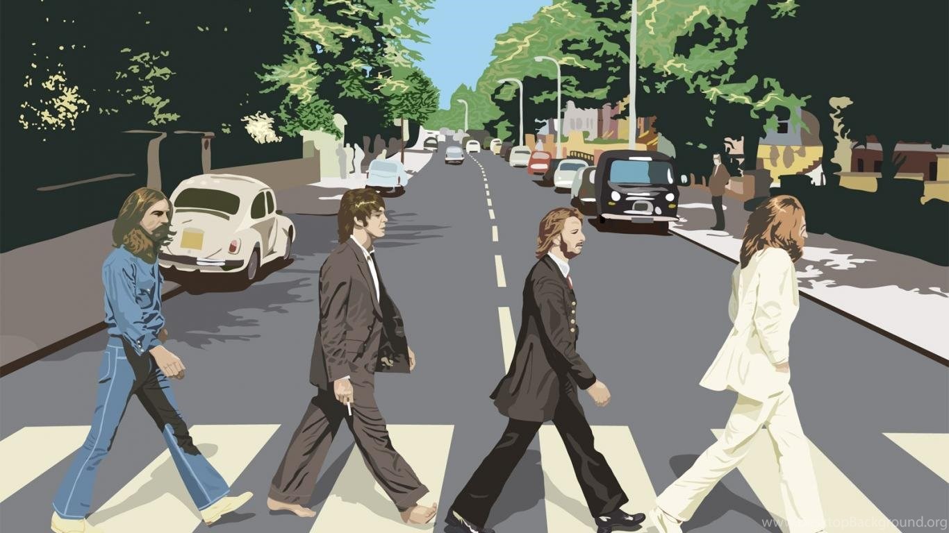 1366x768 Beatles Vector Abbey Road Music Image Hd Wallpapers ( Desktop