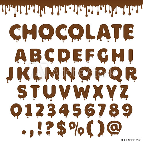 500x500 Dark Chocolate Latin Alphabet, Abc. Vector Font Type With Flow And