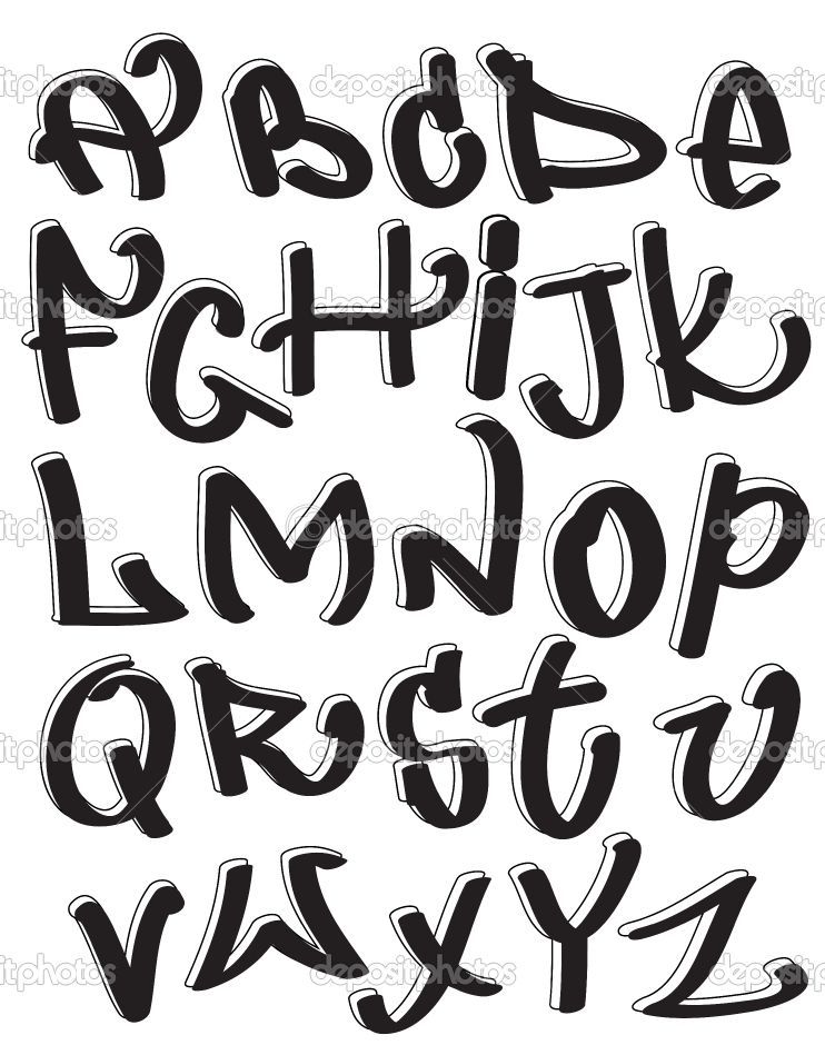742x949 Cool Lettering Styles Graffiti Font Alphabet Abc Letters Stock