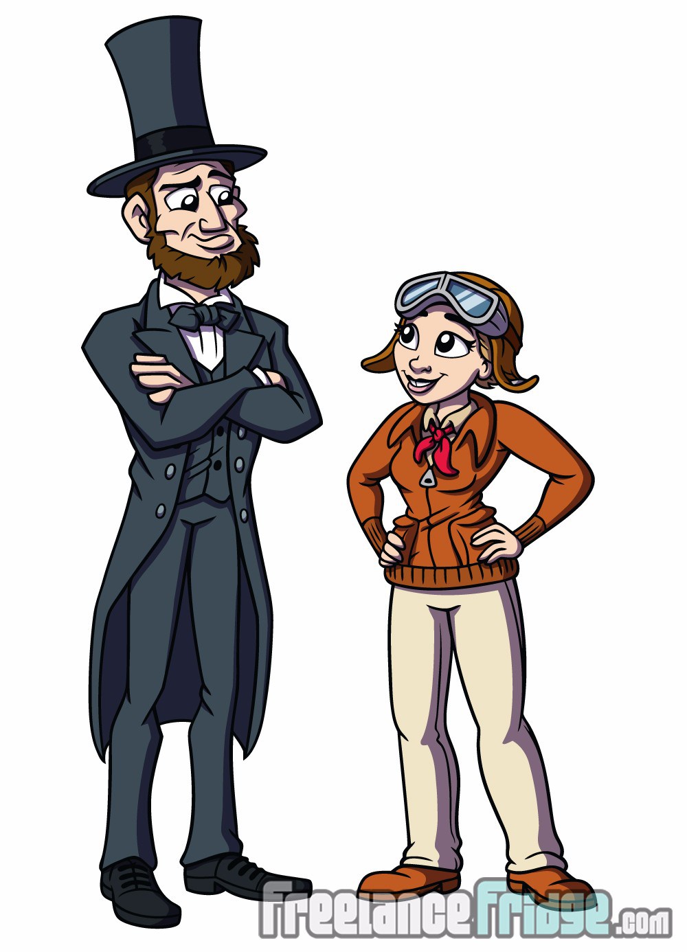 1000x1386 O Abraham Lincoln Amelia Earhart Characters Vector Color