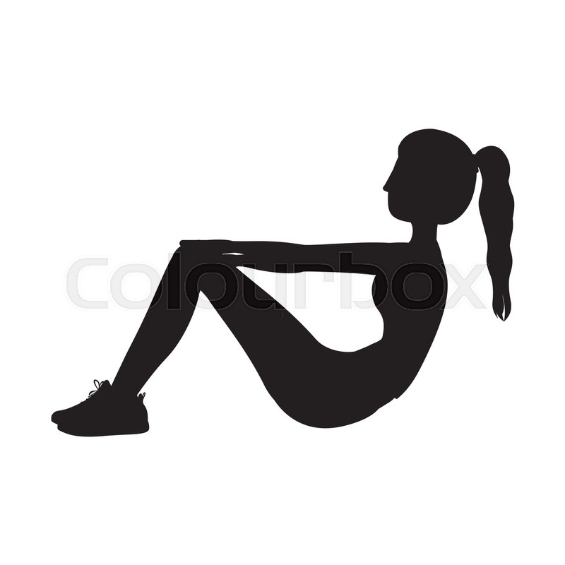 800x800 Silhouette With Woman Exercise Abs Vector Illustration Stock