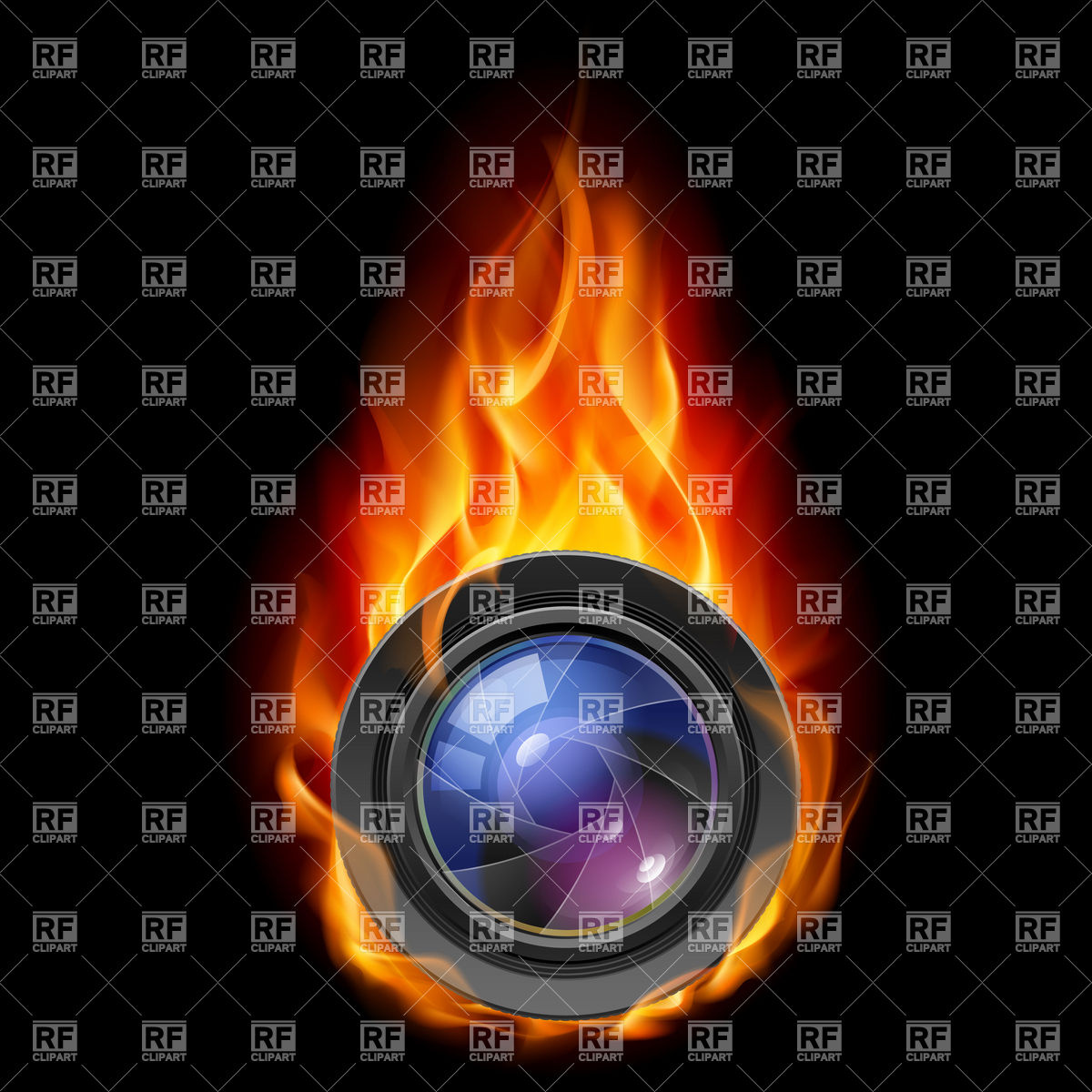 1200x1200 Burning Camera Lens Vector Image Vector Artwork Of Backgrounds