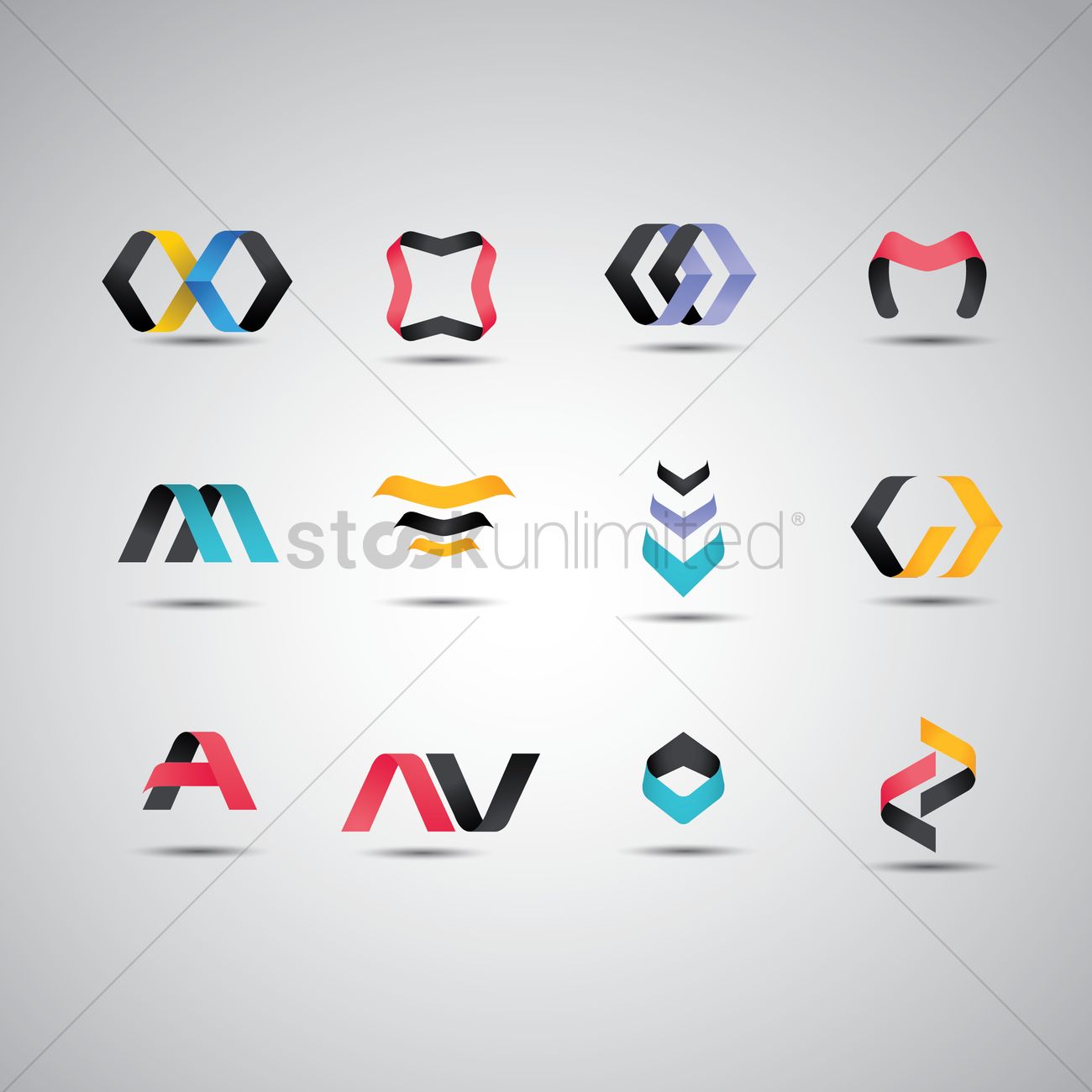 1300x1300 Set Of Abstract Logos Vector Image
