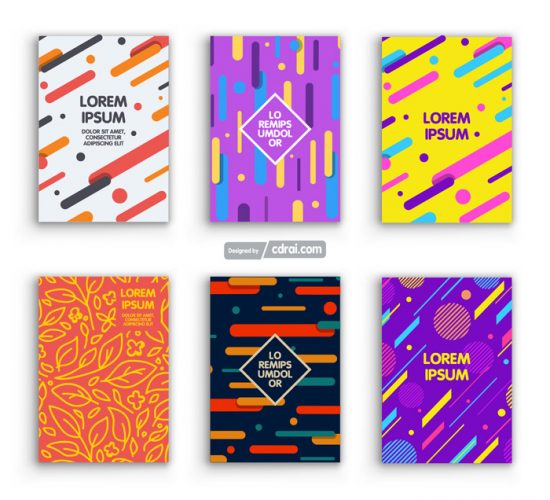 550x500 Vector Set Of Abstract Retro Background With Multicolored