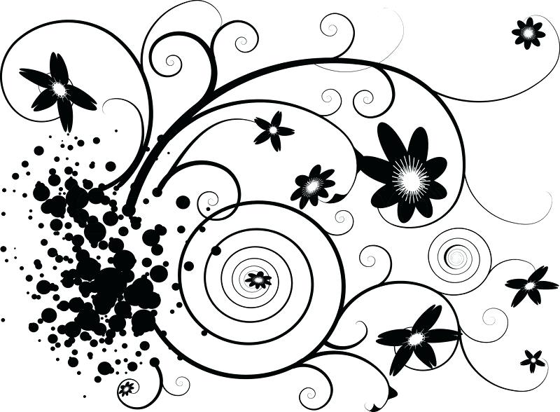 800x588 Design Black And White Abstract Grunge Floral Design In Black And