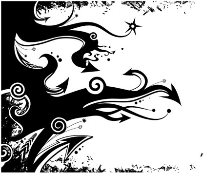 418x355 Abstract Floral Arrow Background Black White Design Free Vector In