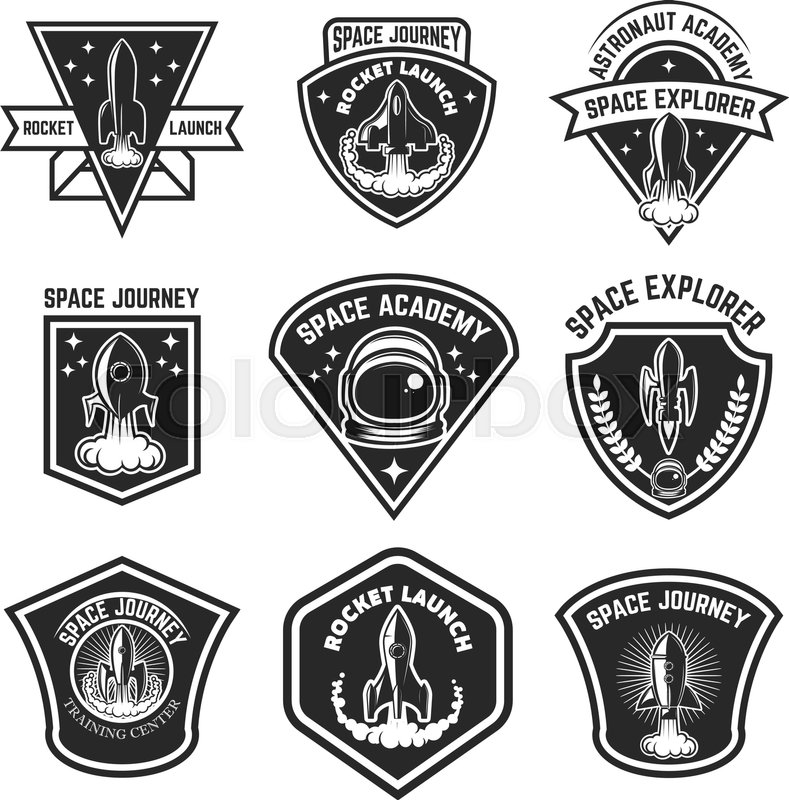 789x800 Set Of Space Labels. Rocket Launch, Astronaut Academy. Design